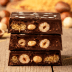 Gianduja whith kunafa, hazelnuts and chocolate caramel
